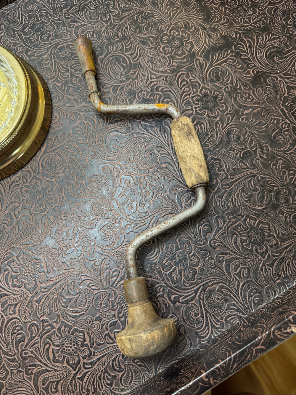 Vintage Brown and Silver Hand Drill tool
